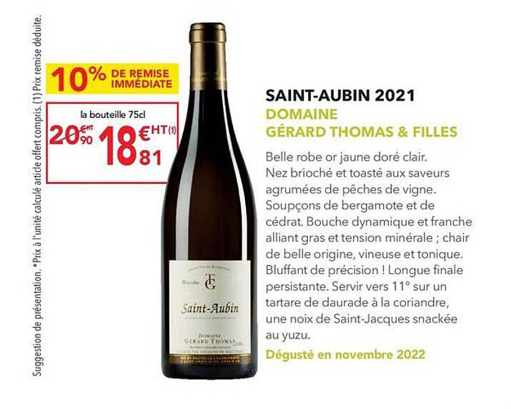 saint-aubin 2021 domaine gérard thomas & filles