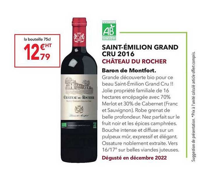 Saint-émilion Grand Cru 2016 Château Du Rocher