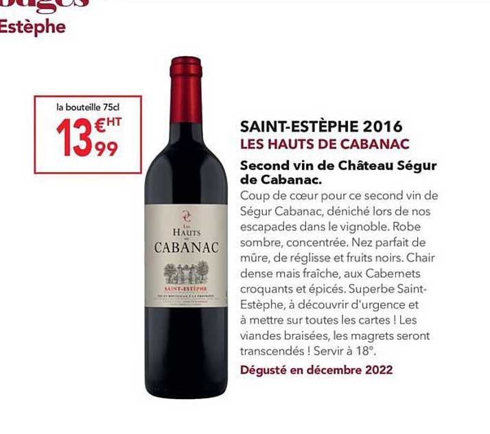 saint-estèphe 2016 les hauts de cabanac