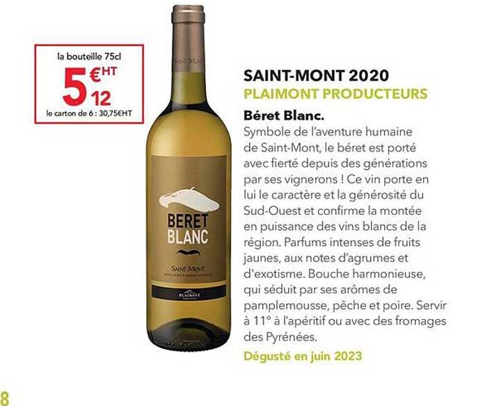 saint-mont 2020 plaimont producteurs béret blanc