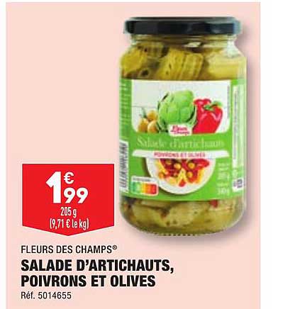 salade d'artichauts, poivrons et olives fleurs des champs