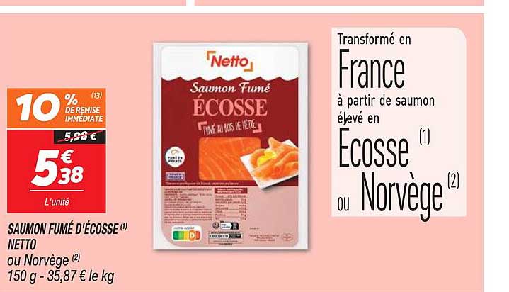 saumon fumé d'écosse netto