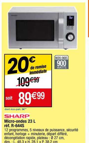sharp micro-ondes 23 l r-644s