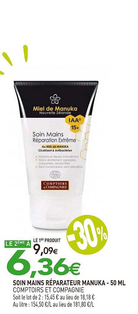 soin mains réparateur manuka comptoirs et compagne