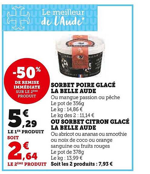 Sorbet Poire Glacé La Belle Aude Ou Sorbet Citron Glacé La Belle Aude