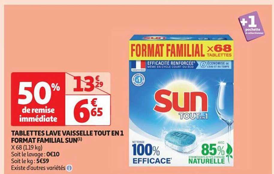 tablettes lave vaisselle tout en 1 format familial sun