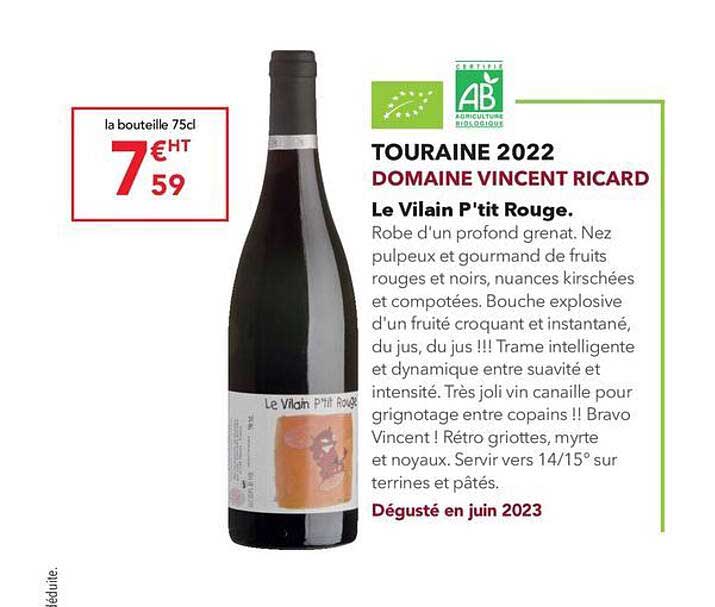 touraine 2022 domaine vincent ricard le vilain p'tit rouge