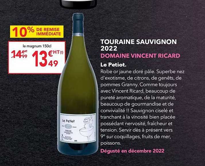 touraine sauvignon 2022 domaine vincent ricard le petiot