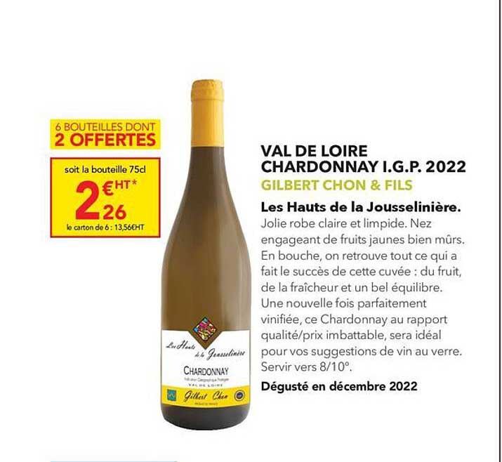 val de loire charonnay i.g.p. 2022 gilbert chon & fils les hauts de la jousselinière