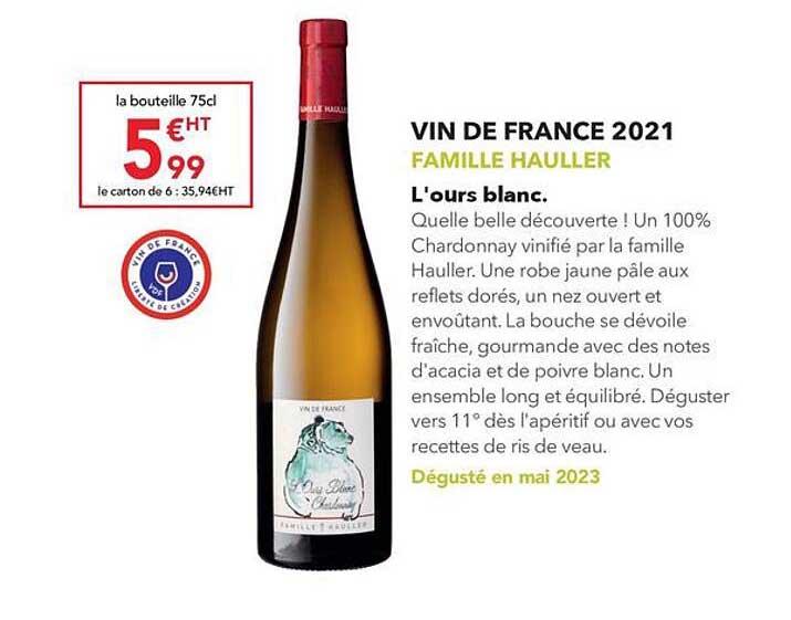 Vin De France 2021 Famille Hauller L'ours Blanc