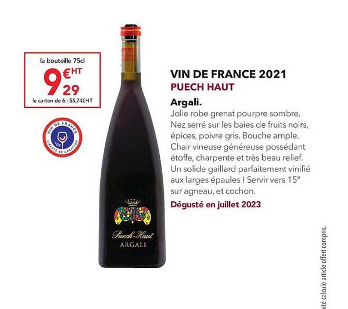 vin de france 2021 puech haut argali