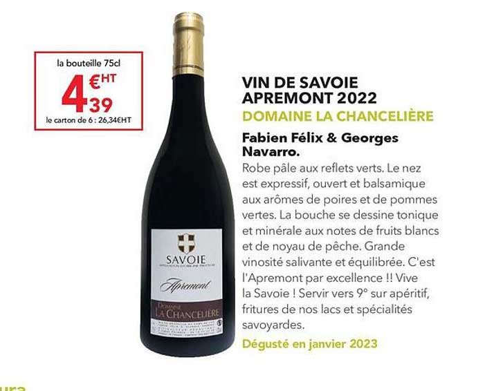 vin de savoie apremont 2022 domaine la chancelière