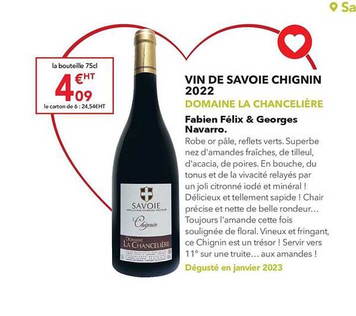vin de savoie chignin 2022 domaine la chancelière