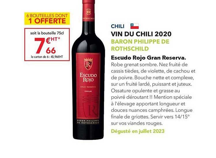 vin du chili 2020 baron philippe de rothschild escudo rojo gran reserva
