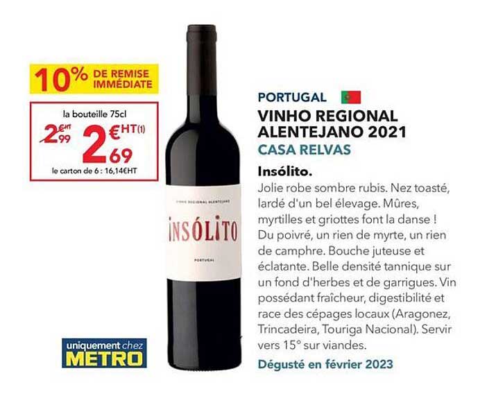 vinho regional alentejano 2021 casa relvas insólito