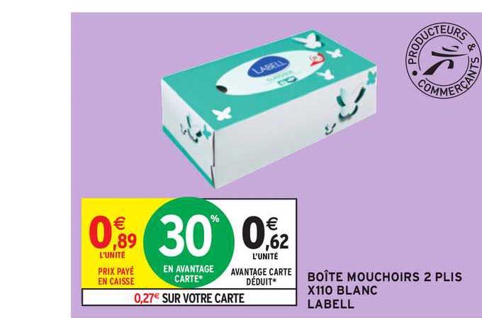boîte mouchoirs 2 plis x110 blanc labell