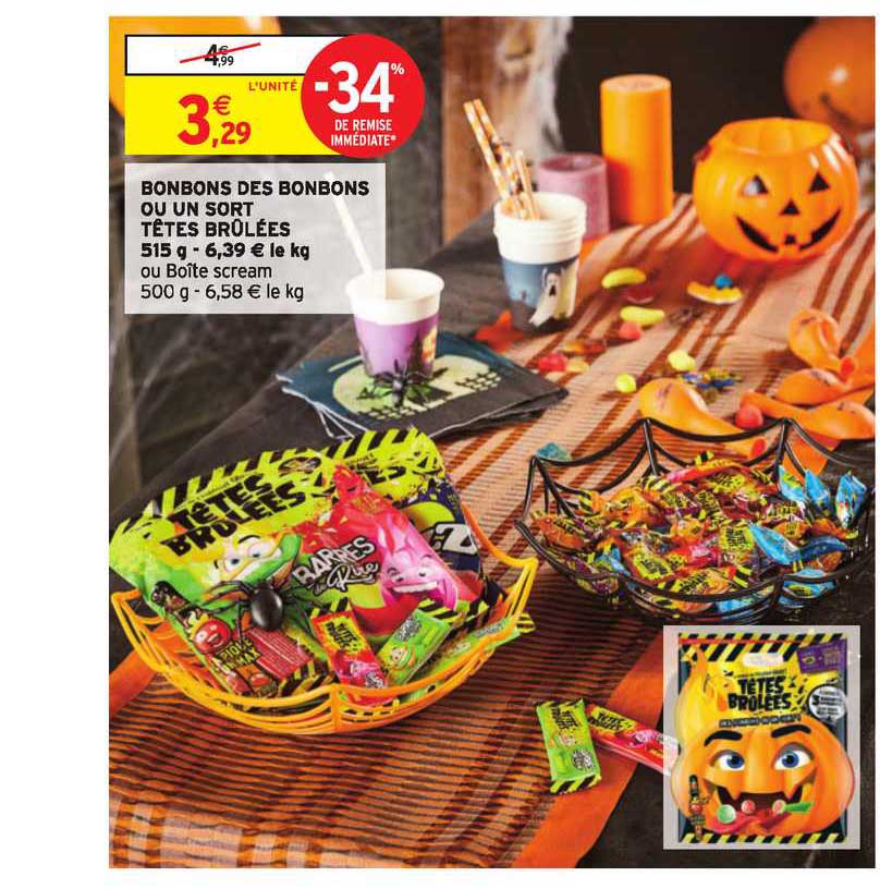 bonbons des bonbons ou un sort tête brûlées -34% remise immédiate