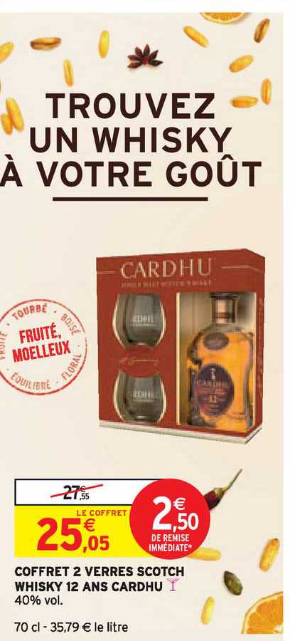 coffret 2 verres scotch whisky 12 ans cardhu