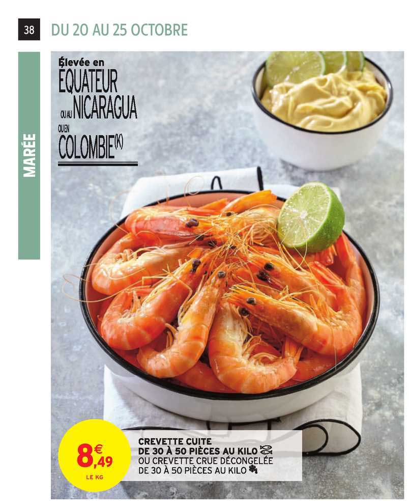 crevette cuite de 30 à 50 pièces au kilo