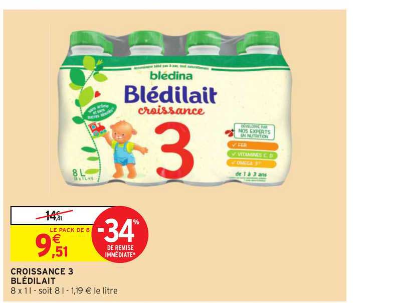 Croissance 3 Blédilait -34% Remise Immédiate