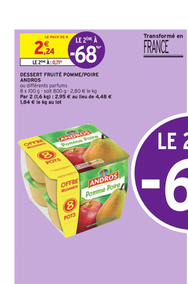 Dessert Fruité Pomme Poire Andros Le 2ème à -68%