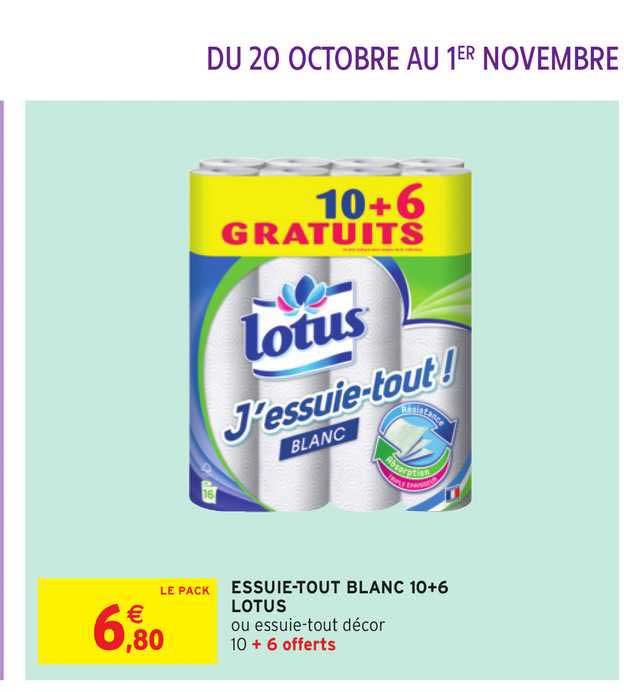 essuie tout blanc 10+6 lotus