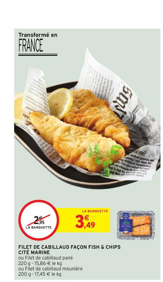 filet de cabillaud façon fish & chips cité marine