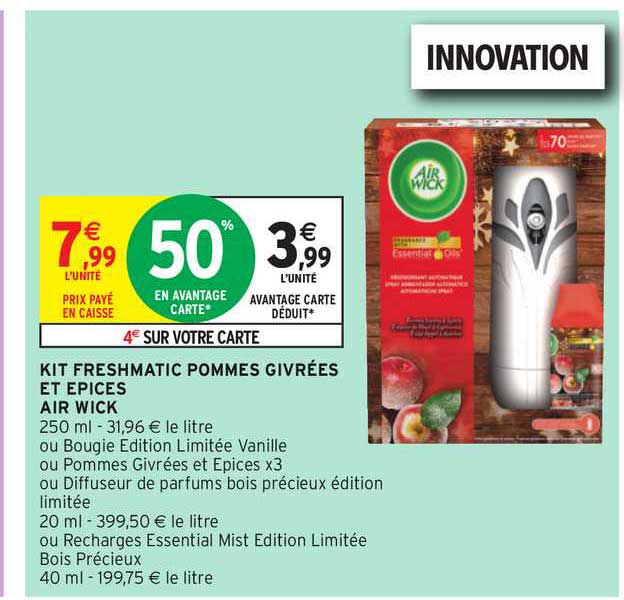 kit freshmatic pommes givrées et épices air wick
