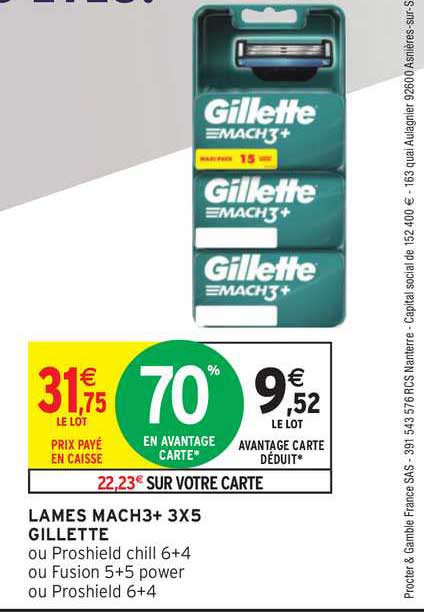 lames mach3+ 3x5 gillette