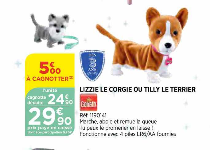 lizzie le corgie ou tilly le terrier goliath