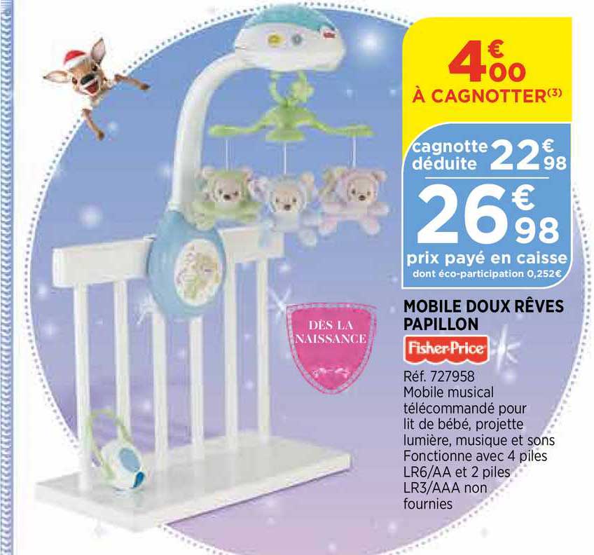mobile doux rêves papillon fisher price