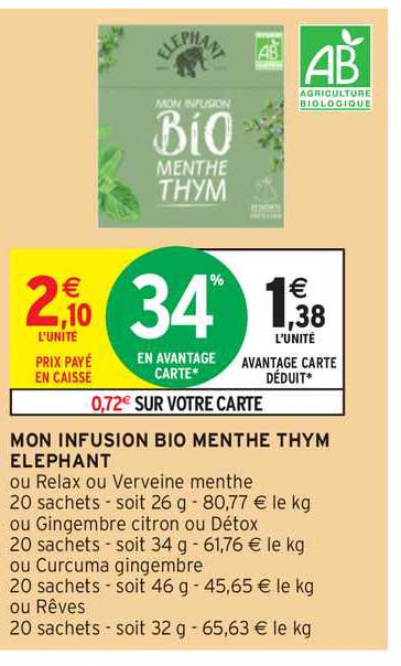 mon infusion bio menthe thym éléphant