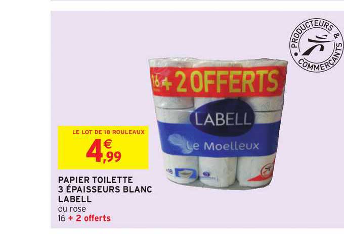 papier toilette 3 épaisseurs blanc labell