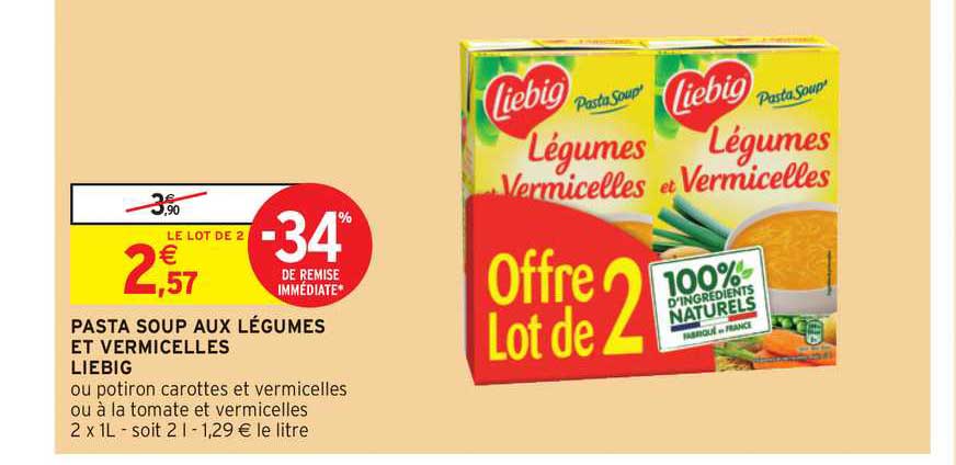 Pasta Soup Aux Légumes Et Vermicelles Liebig -34% Remise Immédiate