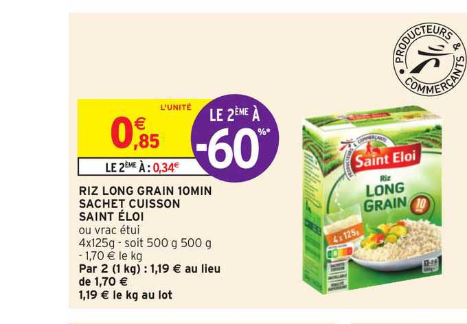 riz long grain 10min sachet cuisson saint éloi le 2ème à -60%