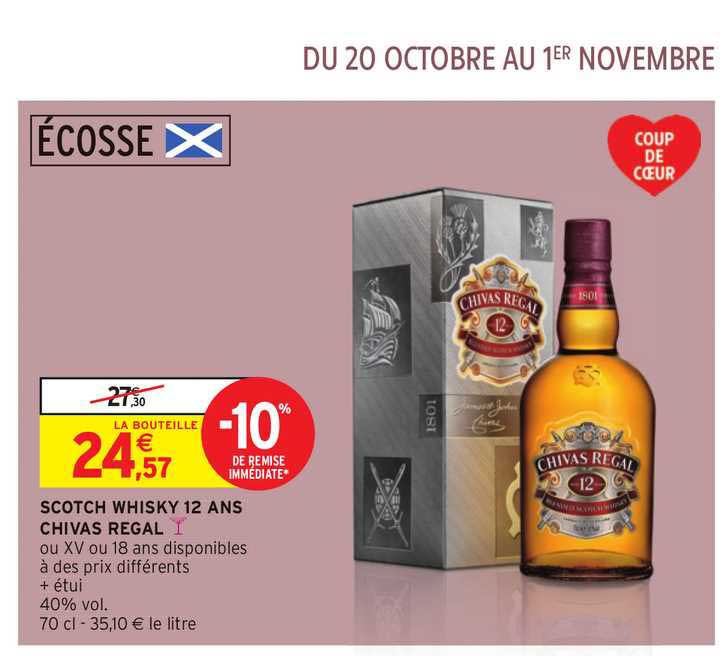 scotch whisky 12 ans chivas regal -10% remise immédiate