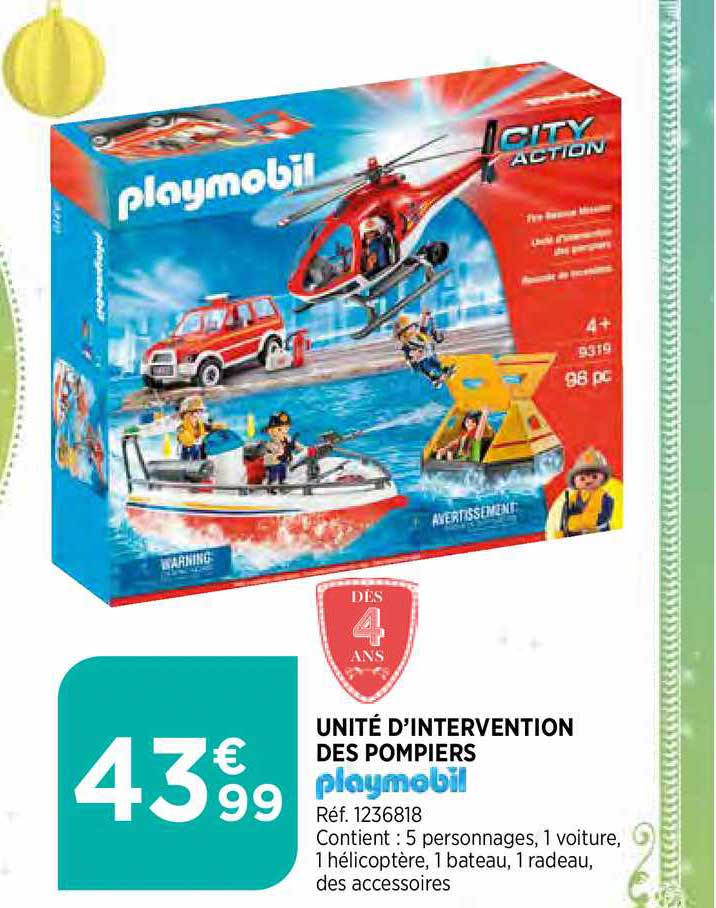 unité d'intevention de pompier playmobil