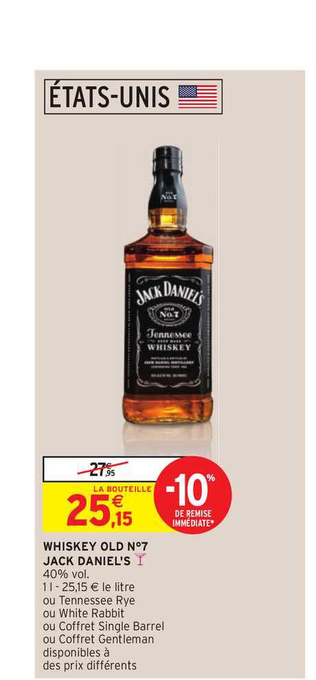 whiskey old n°7 jack daniel's -10% remise immédiate