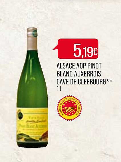 alsace aop pinot blanc auxerrois cave de cleebourg