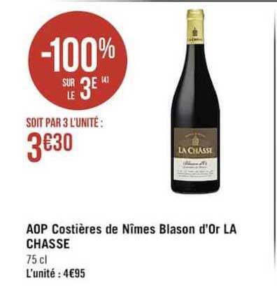 aop costières de nîmes blason d'or la chasse