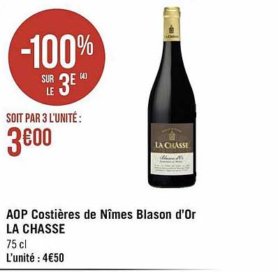 aop costières de nîmes blason d'or la chasse