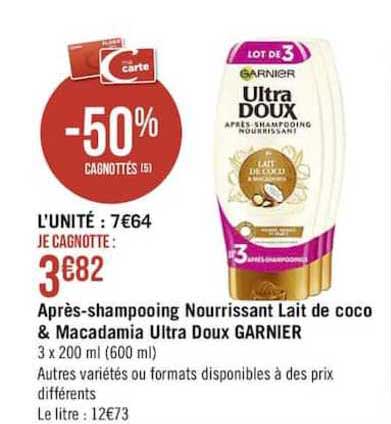 après-shampooing nourrissant lait de coco & macadamia ultra doux garnier