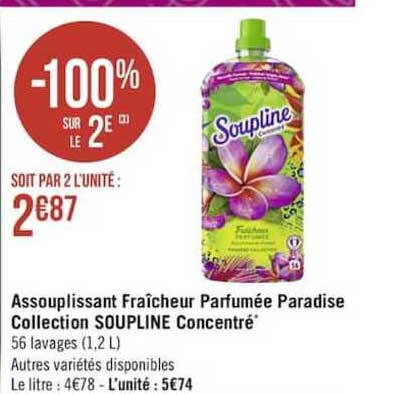 assouplissant fraîcheur parfumée paradise collection soupline concentré