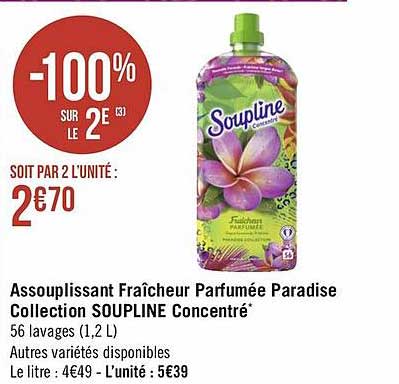 assouplissant fraîcheur parfumée paradise collection soupline concentré