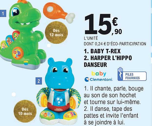 baby t-rex, harper l'hippo danseur