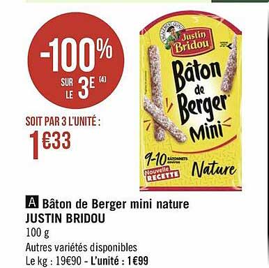 bâton de berger mini nature justin bridou
