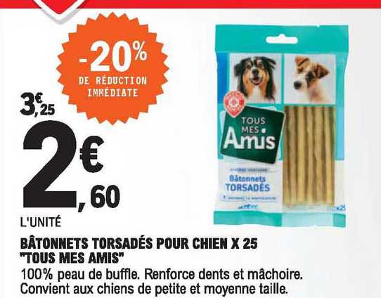 bâtonnets torsadés pour chien x25 "tous mes amis"