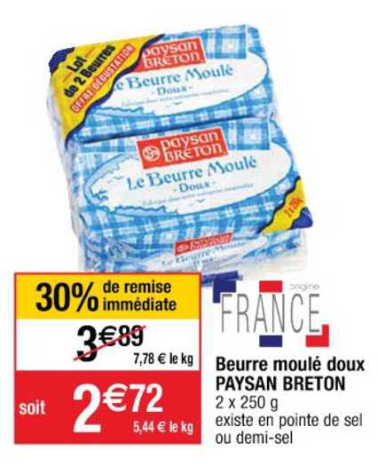 beurre moulé doux paysan breton