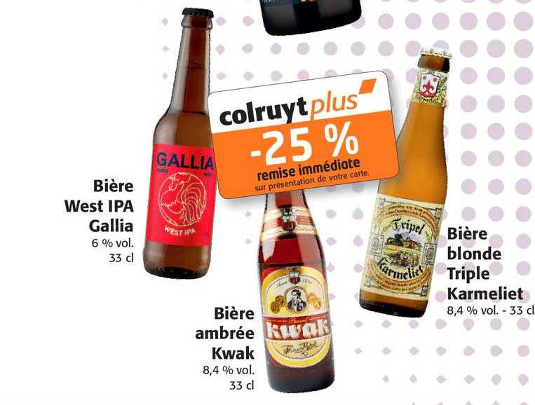 bière west ipa gallia, bière ambrée kwak, bière blonde triple karmeliet
