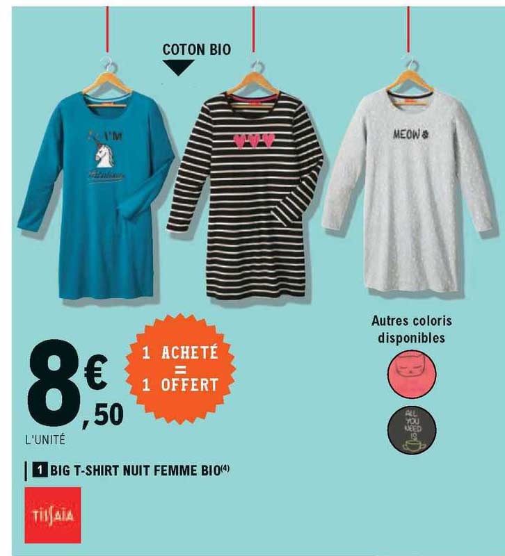 big t-shirt nuit femme bio